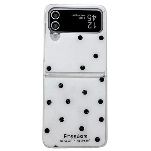 Funda para Samsung Galaxy Z Flip3 5G con diseño de puntos brillantes (blanca)