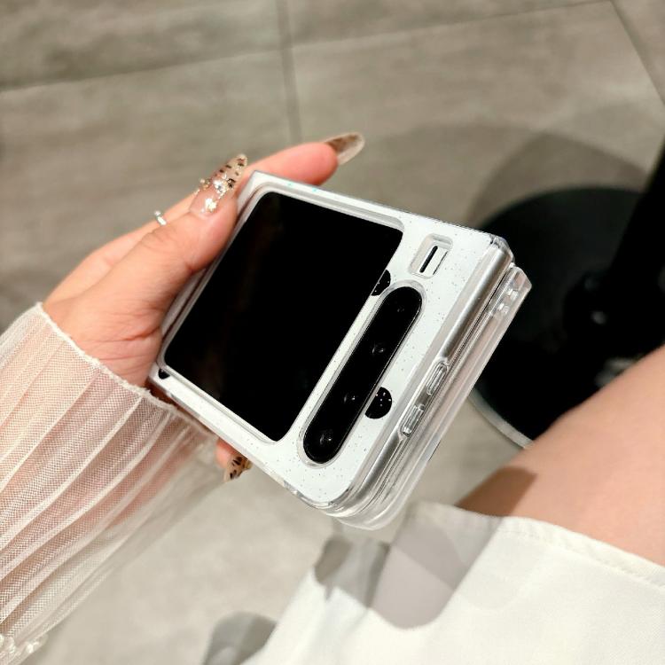 Funda para Huawei Pura X con diseño de puntos brillantes y soporte (blanca)