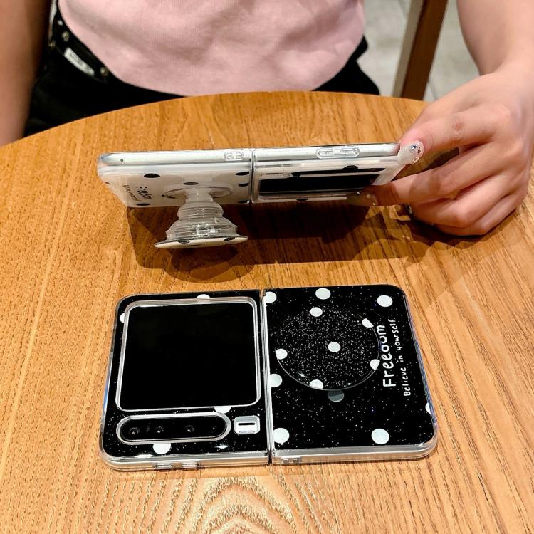Funda con soporte para Huawei Pura X con diseño de puntos brillantes (dorada)