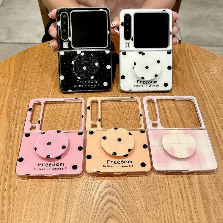 Funda con soporte para Huawei Pura X con diseño de puntos brillantes (dorada)