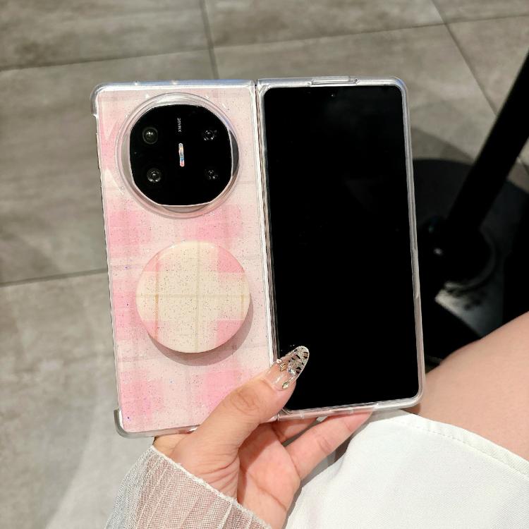 Funda con estampado de puntos brillantes y soporte para Huawei Mate X6 (blanca)