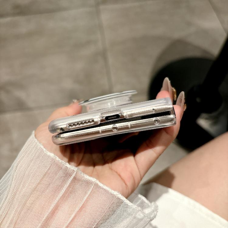 Funda con soporte para Huawei Mate X6 con diseño de puntos brillantes (rosa)