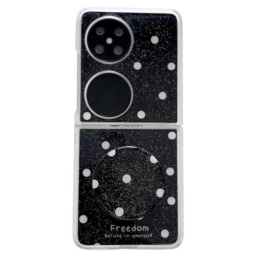 Funda con estampado de puntos brillantes para Huawei Pocket 2 con soporte (negra)