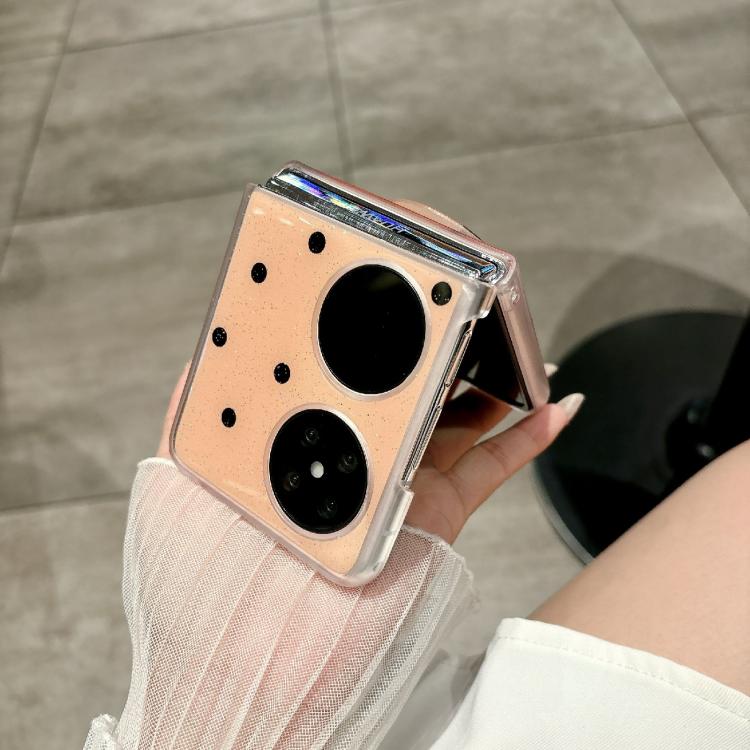 Funda con estampado de puntos brillantes para Huawei Pocket 2 con soporte (negra)
