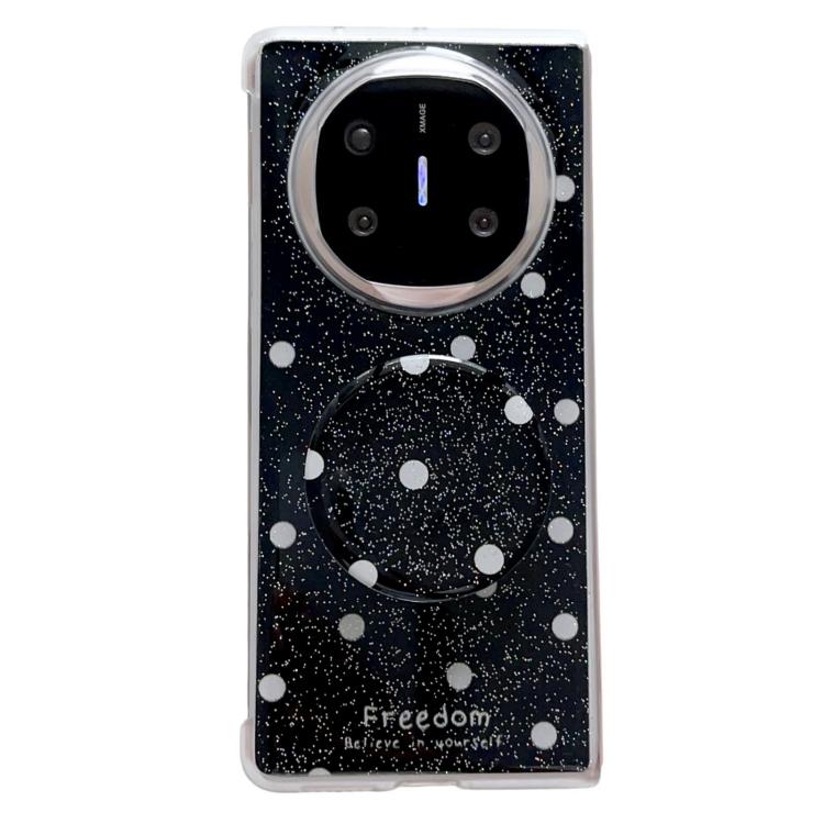 Funda con estampado de puntos brillantes y soporte para Huawei Mate X3/X5 (negra)