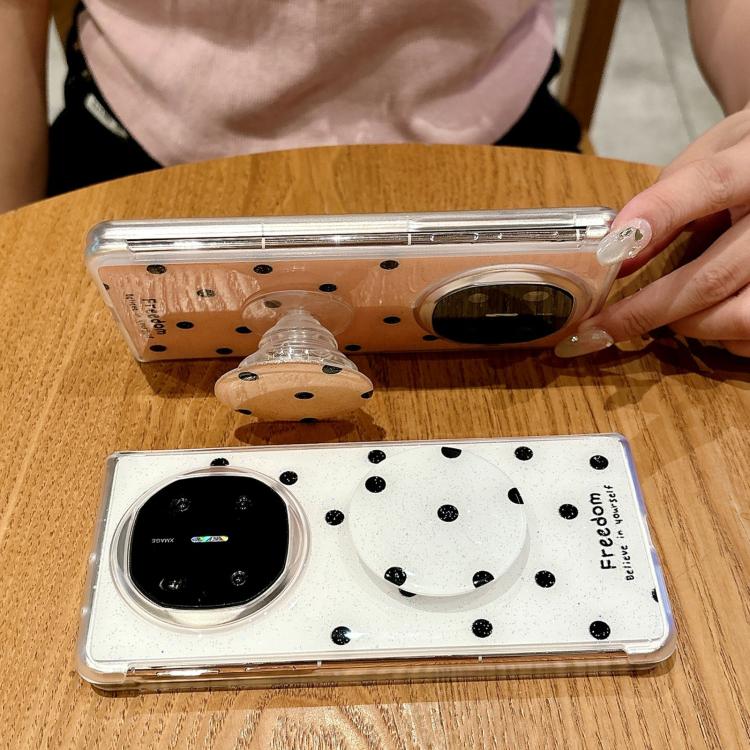 Funda con estampado de puntos brillantes y soporte para Huawei Mate X3/X5 (dorada)