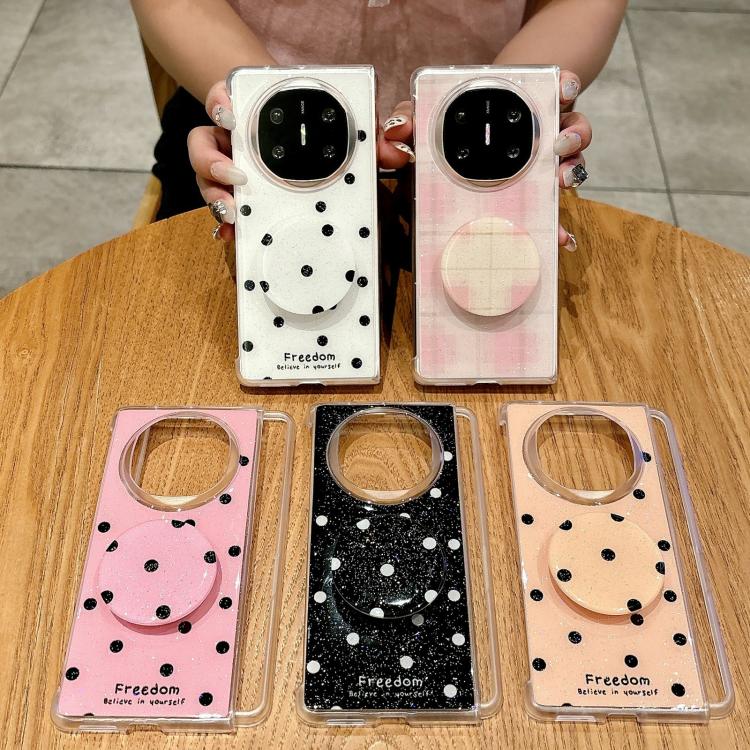 Funda con estampado de puntos brillantes y soporte para Huawei Mate X3/X5 (dorada)