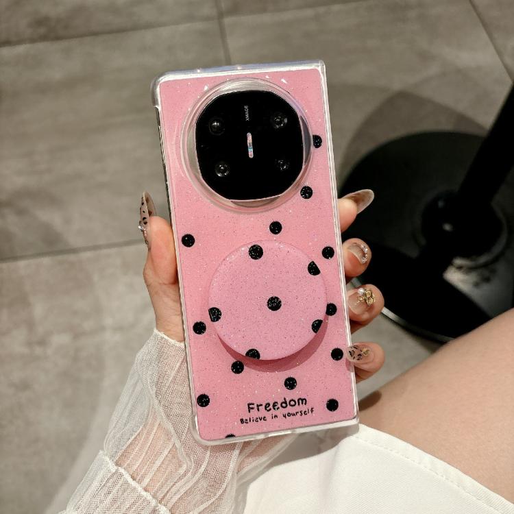 Funda con soporte para Huawei Mate X3/X5 con diseño de puntos brillantes (rosa y rojo)
