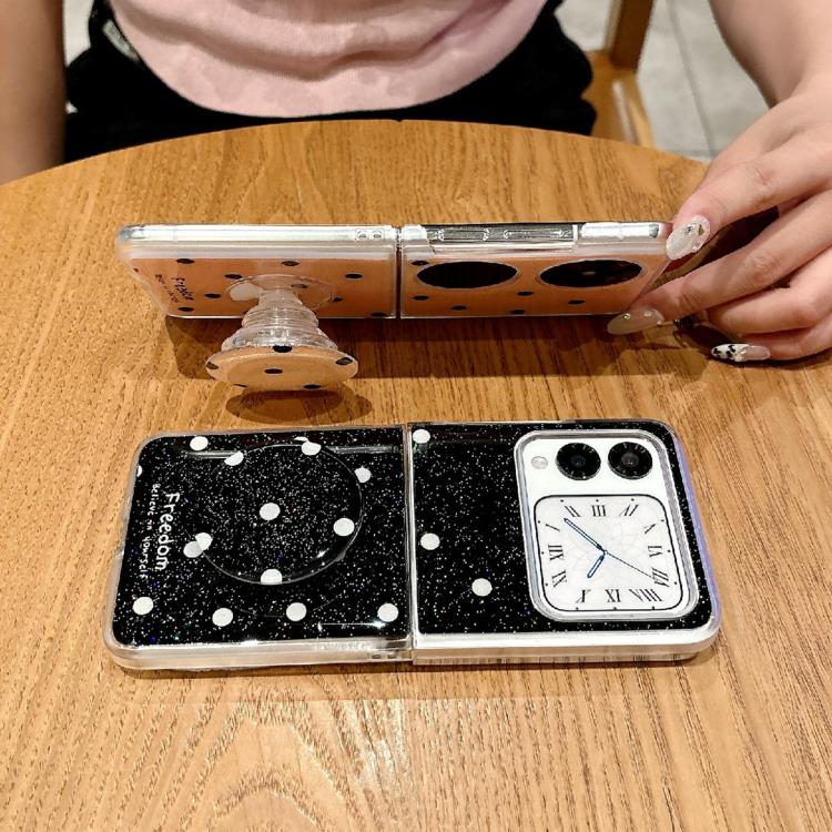 Funda para Huawei P50 con diseño de puntos brillantes y soporte (dorada)