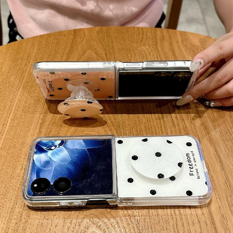 Funda para Xiaomi Mix Flip con purpurina y diseño de puntos, con soporte (blanca)