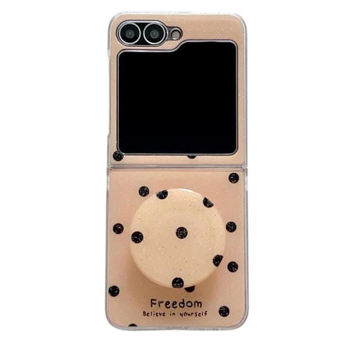 Funda con soporte para Samsung Galaxy Z Flip6 con diseño de puntos brillantes (dorada)