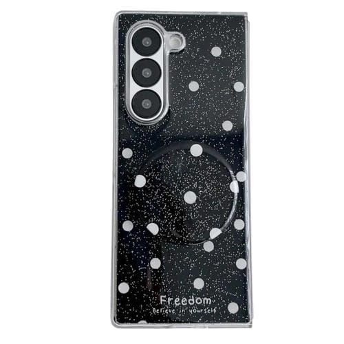 Funda para Samsung Galaxy Z Fold6 con diseño de puntos brillantes y soporte (negra)