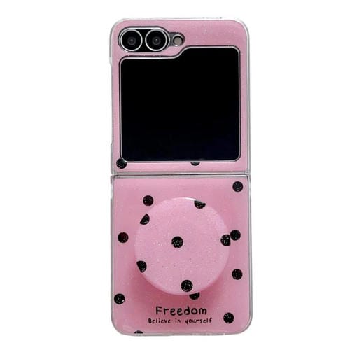 Funda con soporte para Samsung Galaxy Z Flip5 con diseño de puntos brillantes (rosa y rojo)
