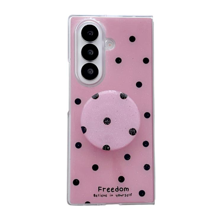 Funda para Samsung Galaxy Z Fold7 5G con diseño de puntos brillantes y soporte (rosa y rojo)