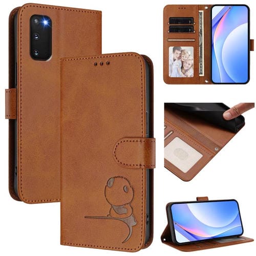 Funda de cuero con estampado RFID y cordón para Samsung Galaxy S20 FE (marrón)