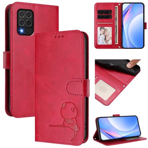 Funda de cuero con relieve RFID y cordón para Samsung Galaxy M62/F62 4G (rosa)