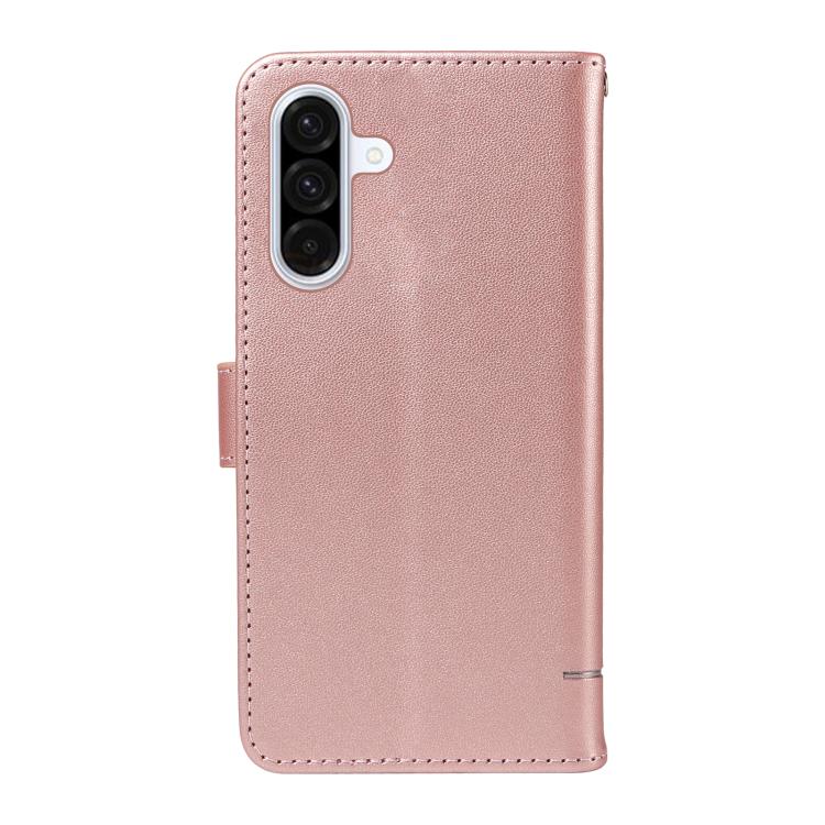 Funda de cuero con tapa y estampado de gato adorable para Samsung Galaxy A56 5G (oro rosa)