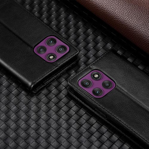 Funda de cuero magnético con textura retro RFID TTUDRCH para Motorola Edge 60 Pro (negro)