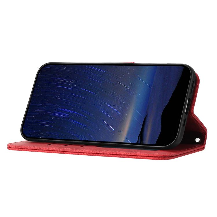 Funda de cuero con textura de rayas en relieve para Huawei Pura 80 Ultra 5G (roja)