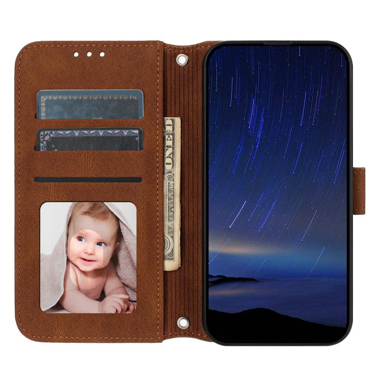 Funda de cuero con textura de rayas en relieve para Huawei Pura 80 Ultra 5G (marrón)