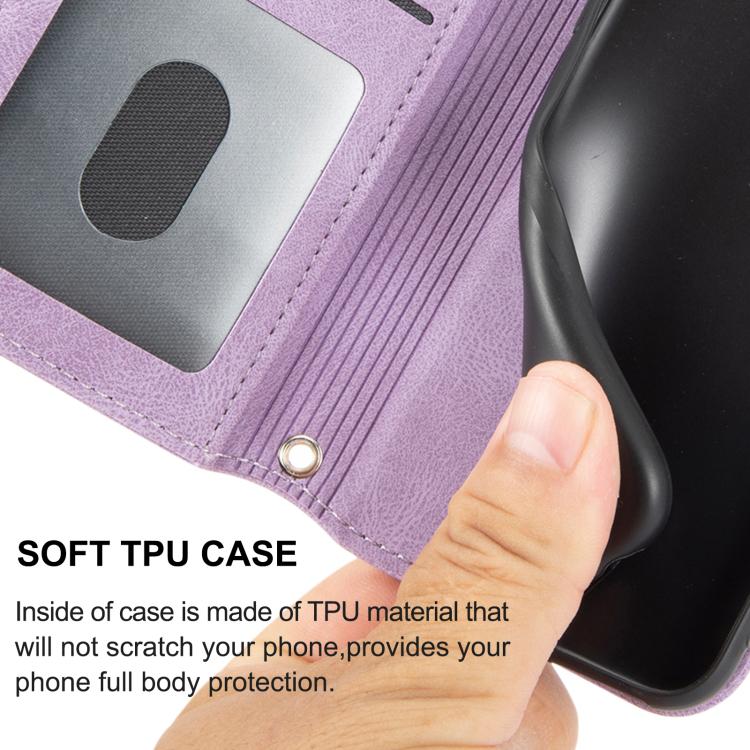 Funda de piel sintética con diseño de rayas en relieve para Huawei Pura 80 Ultra 5G (morado claro)