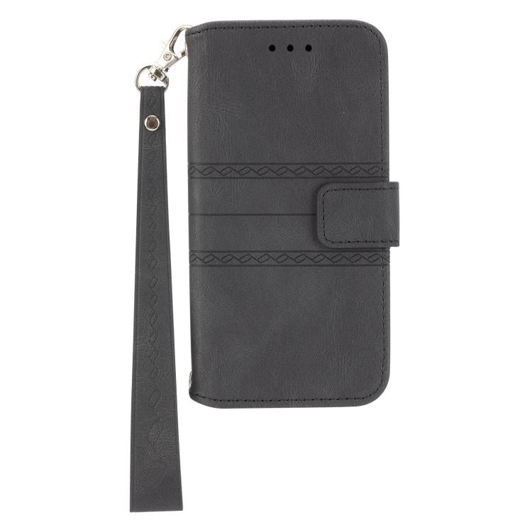 Funda de cuero con textura de rayas en relieve para Huawei Pura 80 Pro 5G / 80 Pro+ 5G (negra)