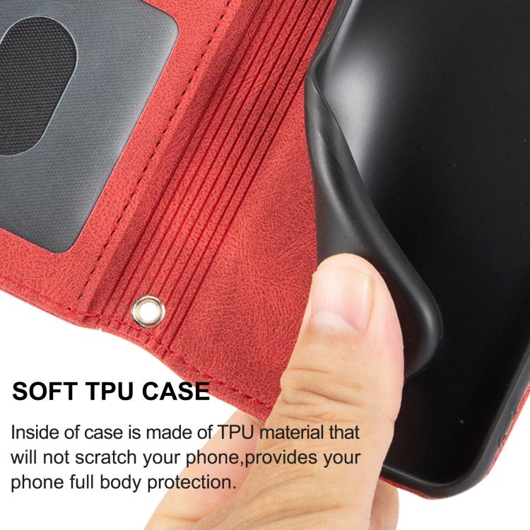Funda de piel sintética con diseño de rayas en relieve para Huawei Pura 80 5G (roja)