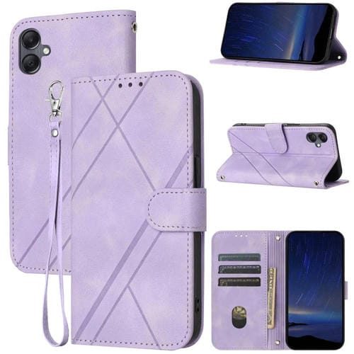 Funda de cuero con relieve y cordón para Samsung Galaxy A07 4G / A06 4G (morado)