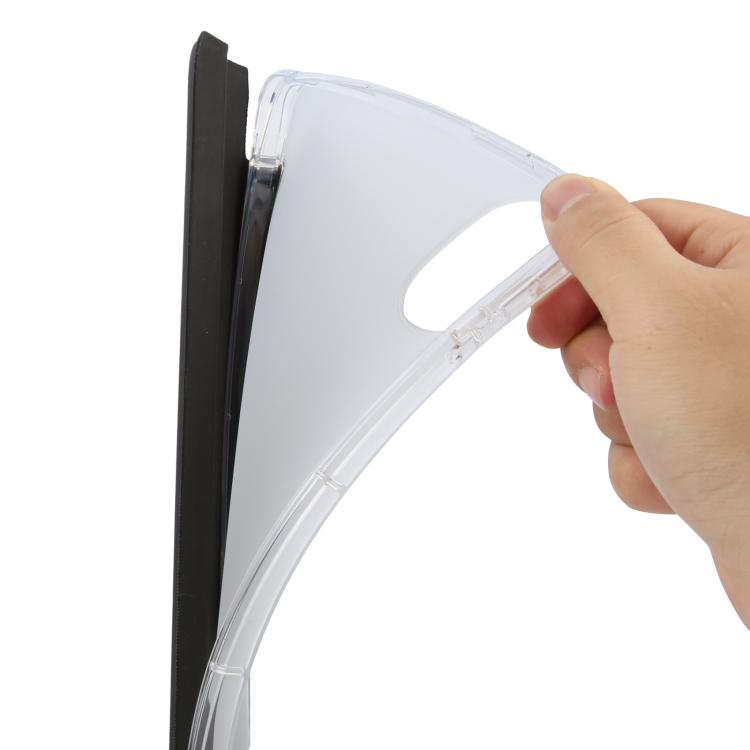 Funda de cuero inteligente de TPU transparente de 3 pliegues para Xiaomi Redmi Pad 2 con ranura para bolígrafo (negra)