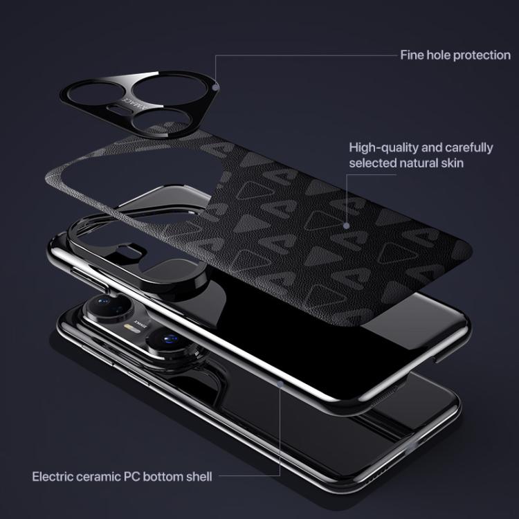 Funda de cuero liso para Huawei Pura 80 Ultra 5G Pinewood II Series (negro)