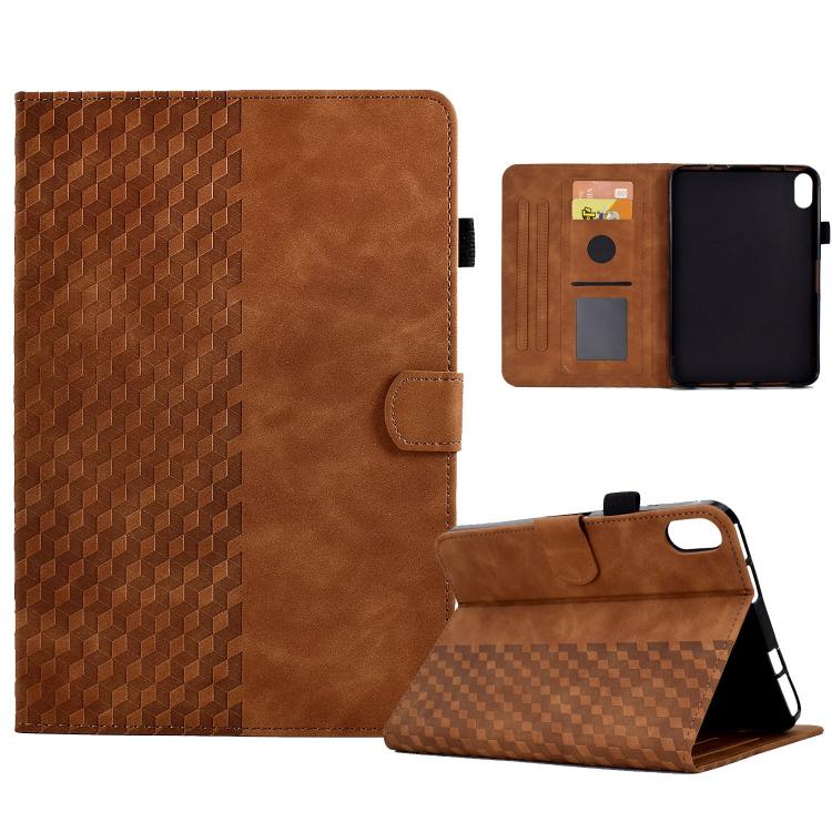 Funda de cuero con relieve rombos para Xiaomi Redmi Pad 2 (marrón)