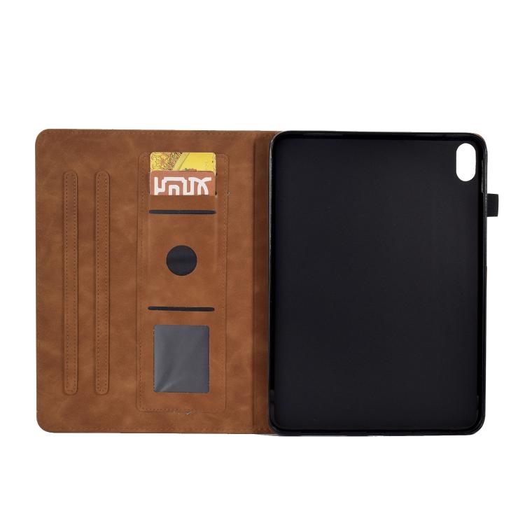 Funda de cuero con relieve de mariposa peonía para Xiaomi Redmi Pad 2 (marrón)