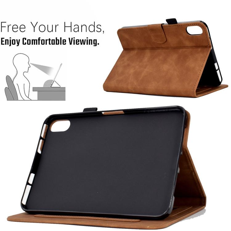 Funda de cuero con relieve de mariposa peonía para Xiaomi Redmi Pad 2 (marrón)