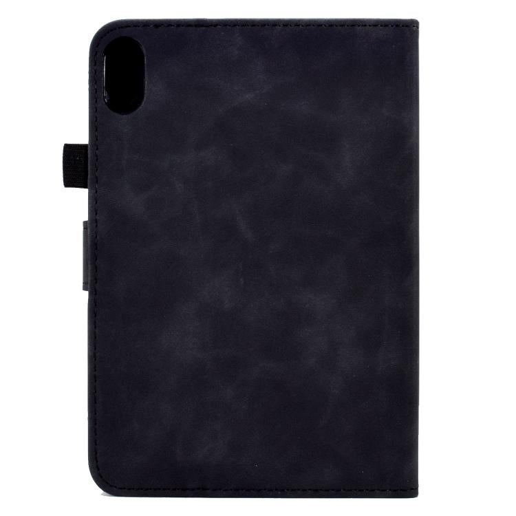 Funda de cuero con relieve de mariposa y peonía para Xiaomi Redmi Pad 2 (negra)