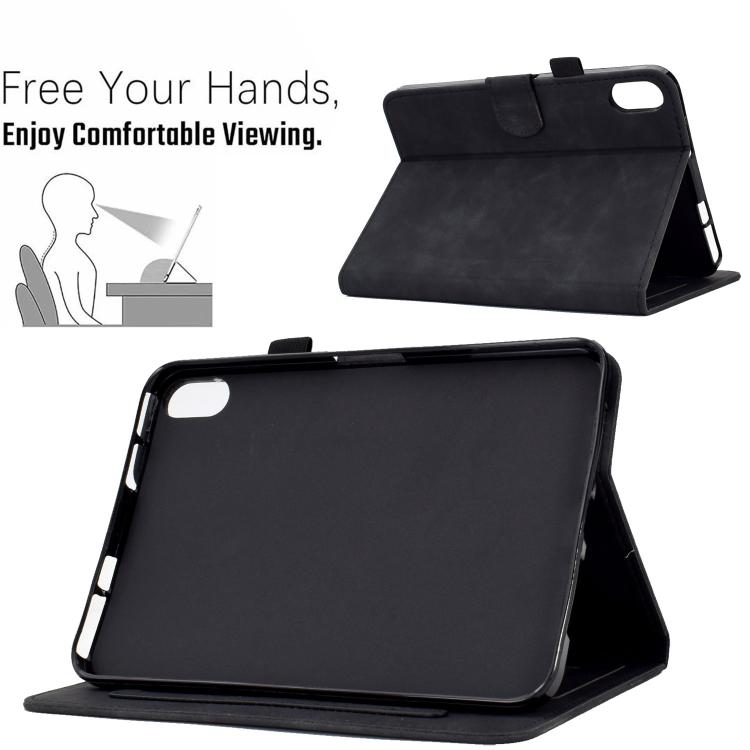 Funda de cuero con relieve de mariposa y peonía para Xiaomi Redmi Pad 2 (negra)