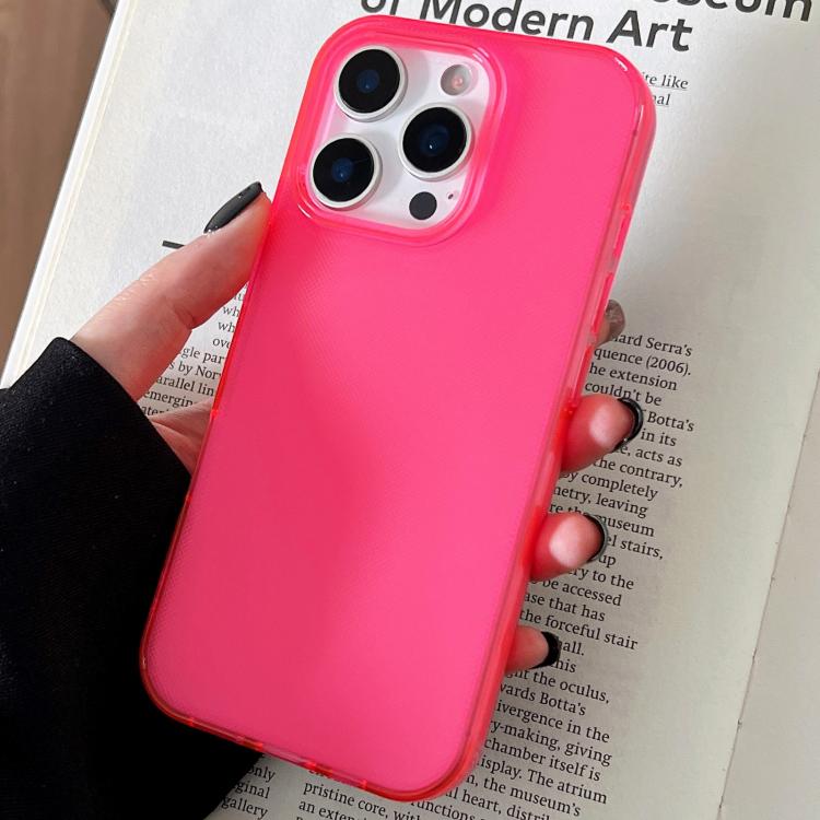 Funda de TPU transparente y cómoda para iPhone 16 Pro Max (rosa roja)