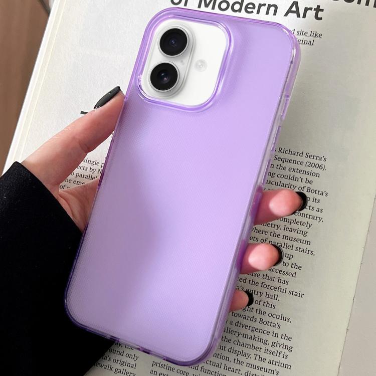 Funda de TPU transparente y esmerilada para iPhone 16 (morada)