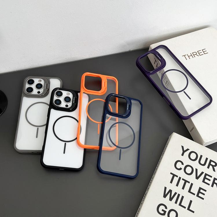 Funda magnética MagSafe para iPhone 16 Plus con soporte para lente de PC (naranja)