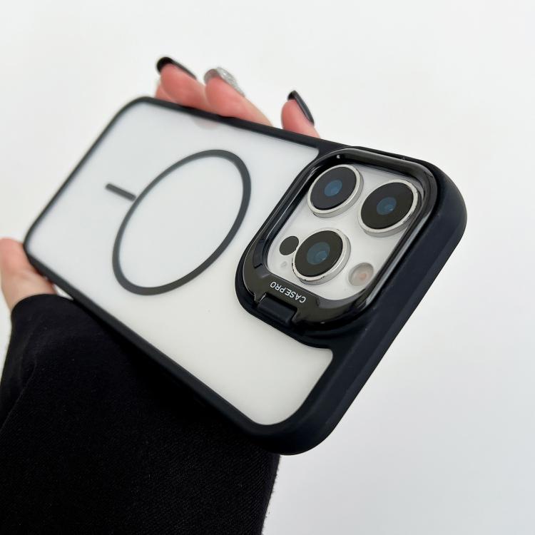 Funda magnética MagSafe para iPhone 15 con soporte para lente de PC (naranja)