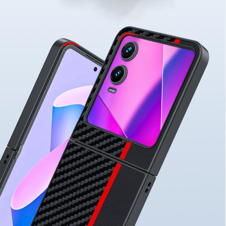 Funda ultrafina con textura de fibra de carbono para Infinix Zero Flip (India) (negra)