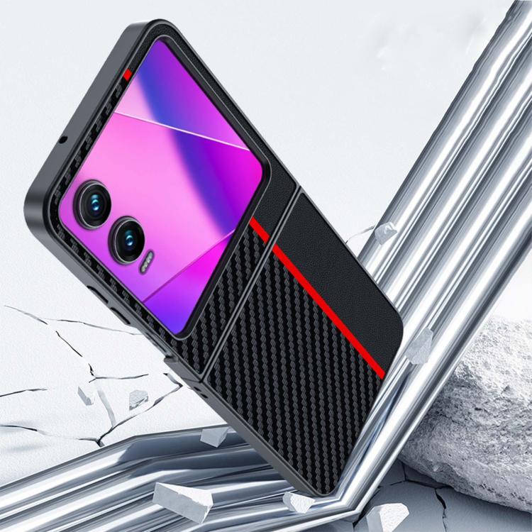 Funda ultrafina con textura de fibra de carbono para Infinix Zero Flip (India) (negra)