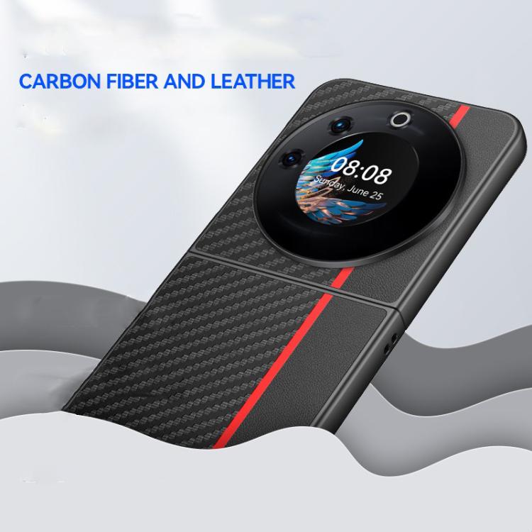 Funda ultrafina con textura de fibra de carbono para Tecno Phantom V Flip (dorada)