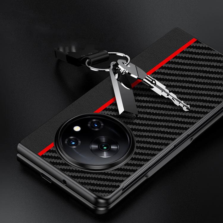 Funda ultrafina con textura de fibra de carbono para Tecno Phantom V Fold (dorada)