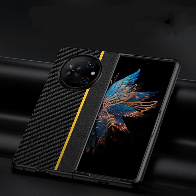 Funda ultrafina con textura de fibra de carbono para Tecno Phantom V Fold (negro y rojo)