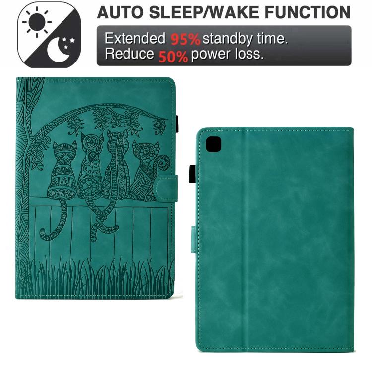 Funda de piel con relieve de gato para Xiaomi Redmi Pad 2 (azul claro)