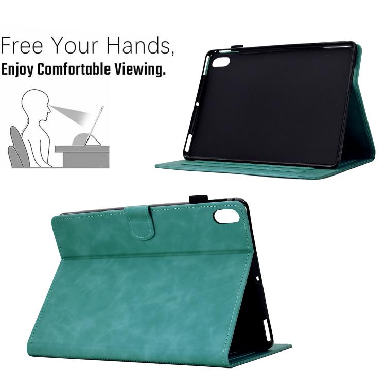 Funda de piel con relieve de gato para Xiaomi Redmi Pad 2 (azul claro)