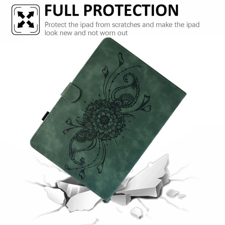 Funda de cuero inteligente con relieve Mandala para Xiaomi Redmi Pad 2 (verde)