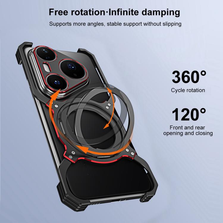 Funda metálica con soporte MagSafe sin bordes para Huawei Pura 80 Pro+ (negro y azul)