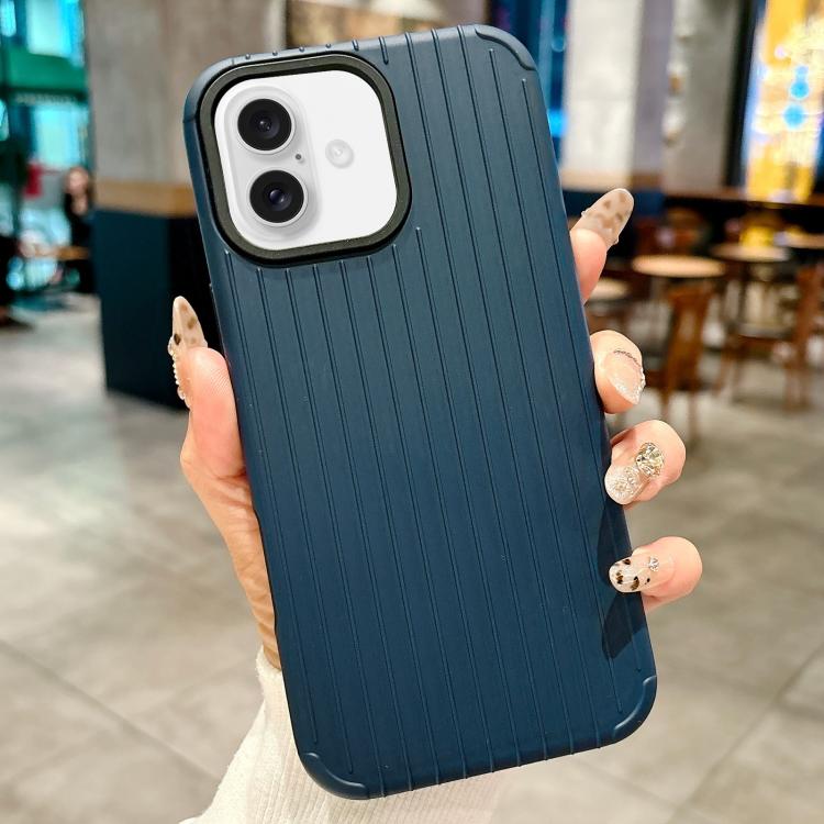Funda MagSafe de cobertura total para iPhone 16 con diseño inspirado en equipaje (azul oscuro)