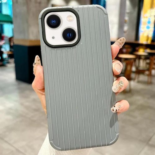 Funda MagSafe de cobertura total para iPhone 14 con diseño inspirado en equipaje (gris)
